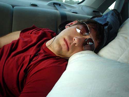 asleep + sunglasses