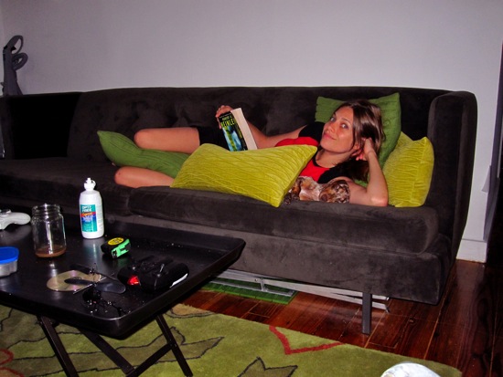 book + couch