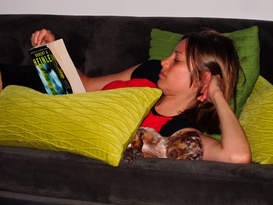 book + couch