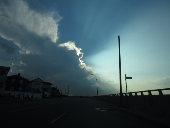 driving + clouds